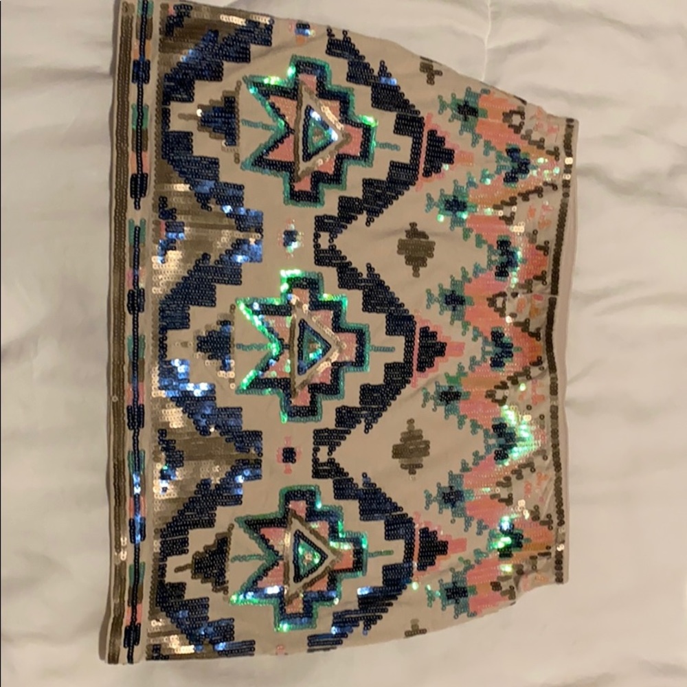 Express XS Sequin multicolor patterned mini skirt
